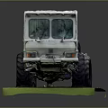 White Heavy Duty Off Road Vehicle with Large Tires on Green Platform