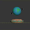 Decorative Household Storage Box With Gold Chain And Glowing Blue Sphere