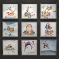 Modern Animal Painting Children's Hanging Painting Decorative Painting Carto Painting 3d model