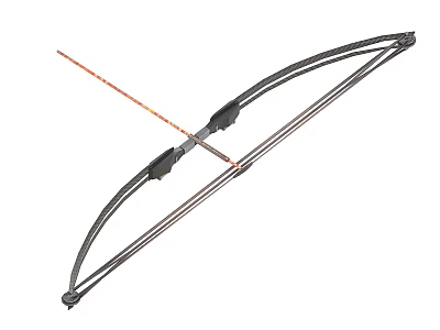 Traditional Hunting Bow with Wooden Frame String and Arrow for Archery Practice 3d model
