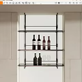 Modern Wall Mounted Wine Rack With Wine Bottles And Glasses 3d model