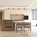 Modern Living and Dining Room With TV Wall Light Sofa And Floor to Ceiling Windows