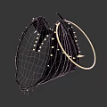 Stylish Black Handbag With Gold Studs And Circular Handle Design 3d model