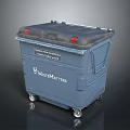 WasteMasters Commercial Blue Waste Container With Black Lid Red Latches And Wheels