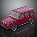 Red Luxury SUV With Roof Rack Shiny Body Black Wheels On Black Background With Reflection