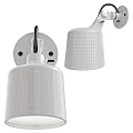 Modern White Wall Lamp With Perforated Design And Adjustable Arm Feature 3d model
