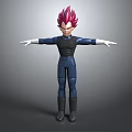 Detailed Anime Character Figure With Purple Red Hair Dark Top Blue Pants Arms Outstretched