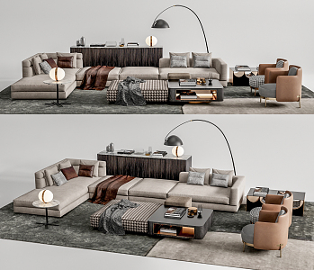 Light Luxury Sofa Coffee Table Combination 3d model