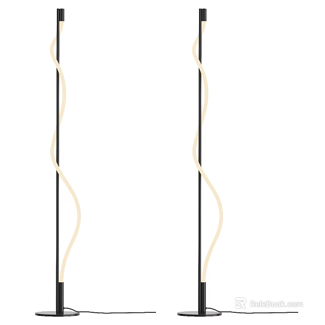 Modern Floor Lamp With Curved Design And Black Metal Stand For Living Room Decor 3d model 