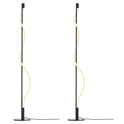 Modern Floor Lamp With Curved Design And Black Metal Stand For Living Room Decor 3d model