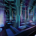 Modern Bar Interior With Dynamic Lighting Stage And Comfortable Seating 3d model