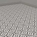Classic Black And White Geometric Pattern Floor Tiles For Interior Corner View 3d model