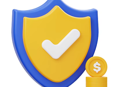 Essential Household Living Items With Secure Protection Checkmark And Dollar Savings 3d model