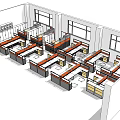Modern Public Office Space With Open Layout Workstations Desks Dividers And Windows 3d model