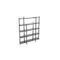 Modern Black Multi tier Shelving Unit With Metal Frame And Marble Shelves