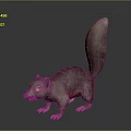 Realistic Brown Fur Squirrel With Long Tail In Standing Posture On Gray Background 3d model