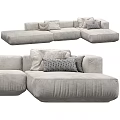 Modern Grey Sectional Sofa With Soft Cushions And Modular Design Elements 3d model