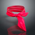 Red Silky Shiny Scarf With Bow Knot On Dark Glossy Background