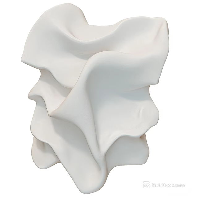 Modern White Abstract 3D Luxury Wall Decor with Sculptural Design for Contemporary Interior 3d model 
