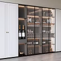 Elegant Modern Large Wine Cabinet With Glass Doors Built In LED Lights For Home Storage