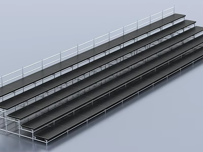 Public Facility Metal Bleachers with Multi Tiered Steps and Safety Railings Modern Design 3d model