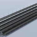 Public Facility Metal Bleachers with Multi Tiered Steps and Safety Railings Modern Design