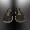 Traditional Black Cloth Shoes With Light Colored Soles And Classic Design