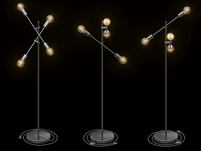 Contemporary Floor Lamps With Multiple Adjustable Arms Spherical Bulbs And Sturdy Metal Base 3d model