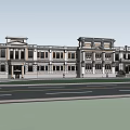 Historic Classical Building Exterior With Ornate Facade Columns Trees And Street Cars
