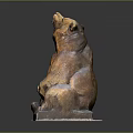 Sitting Bear Sculpture With Detailed Paws And Raised Head On Base