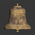 Decorative Ornament Set Featuring Brass Bell With Purple Patina And Ring Top Design