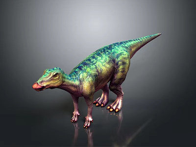 Realistic Colorful Green Blue Dinosaur 3D Model Standing With Detailed Texture 3d model