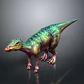 Realistic Colorful Green Blue Dinosaur 3D Model Standing With Detailed Texture