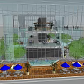 Modern Clubhouse Architecture With Glass Facade Multi Level Interior Green Plants And People Gathering
