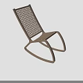 Brown Leisure Rocking Chair With Perforated Backrest And Curved Base Design