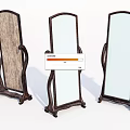 Three Elegant Standing Mirrors With Wooden Frames And Curved Design