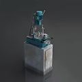 Industrial Blue Drilling Machine with Concrete Base Worktable and Precision Controls 3d model