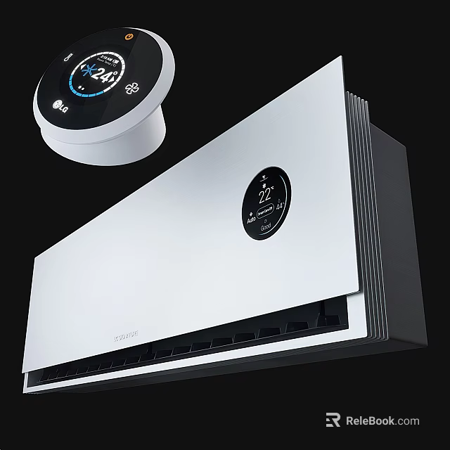 Modern Air Conditioner Fan With White Design And Digital Display Control Panel 3d model 