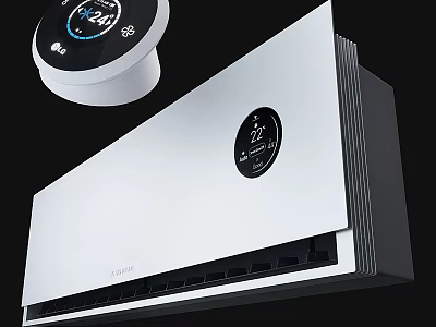 Modern Air Conditioner Fan With White Design And Digital Display Control Panel 3d model