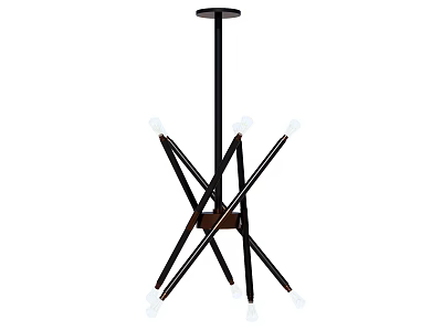 Modern Black Frame Chandelier With Cross Design And Round Ceiling Base 3d model