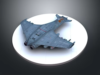 Cosmic Aerospace Spacecraft Model Display On Circular Stand With Detailed Structure 3d model