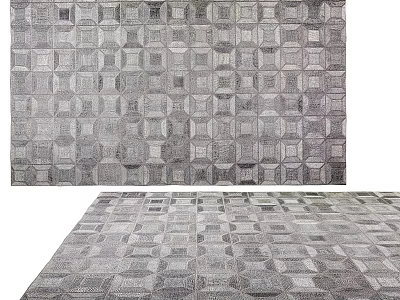 Square Rug With Geometric Square Pattern In Neutral Gray Tones And Textured Design 3d model