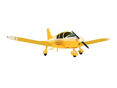 Yellow Small Fighter Jet Model With Propeller And Detailed Design Features 3d model