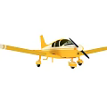 Yellow Small Fighter Jet Model With Propeller And Detailed Design Features