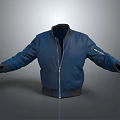 Blue Bomber Jacket With Zipper Closure And Long Sleeves Design 3d model