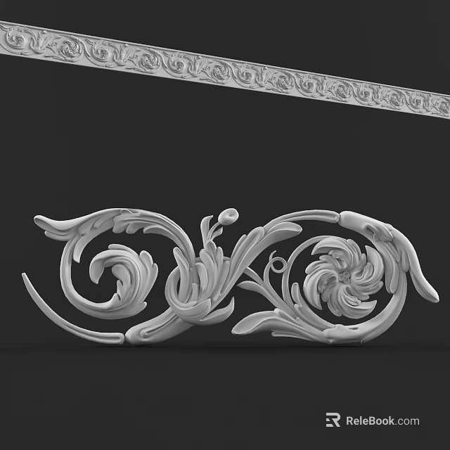 Elegant Decorative Plaster Molding With Ornate Floral Scroll Patterns And Intricate Details 3d model 