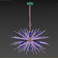 Elegant Golden Starburst Chandelier With Radiant Metal Arms And Bulbs