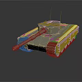 Light Colored Military Tank Model With Detailed Turret Cannon And Tracks On Dark Reflective Background