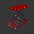 Red Portable Scissor Lift Table Cart With Black Frame And Wheels