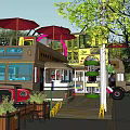 Commercial Complex Featuring Fresh Shopping Retail Bus Greenery And Street Facilities